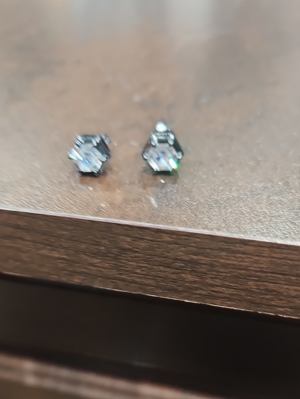 Hexagon Crystal Stud Earrings - Clear/Silver